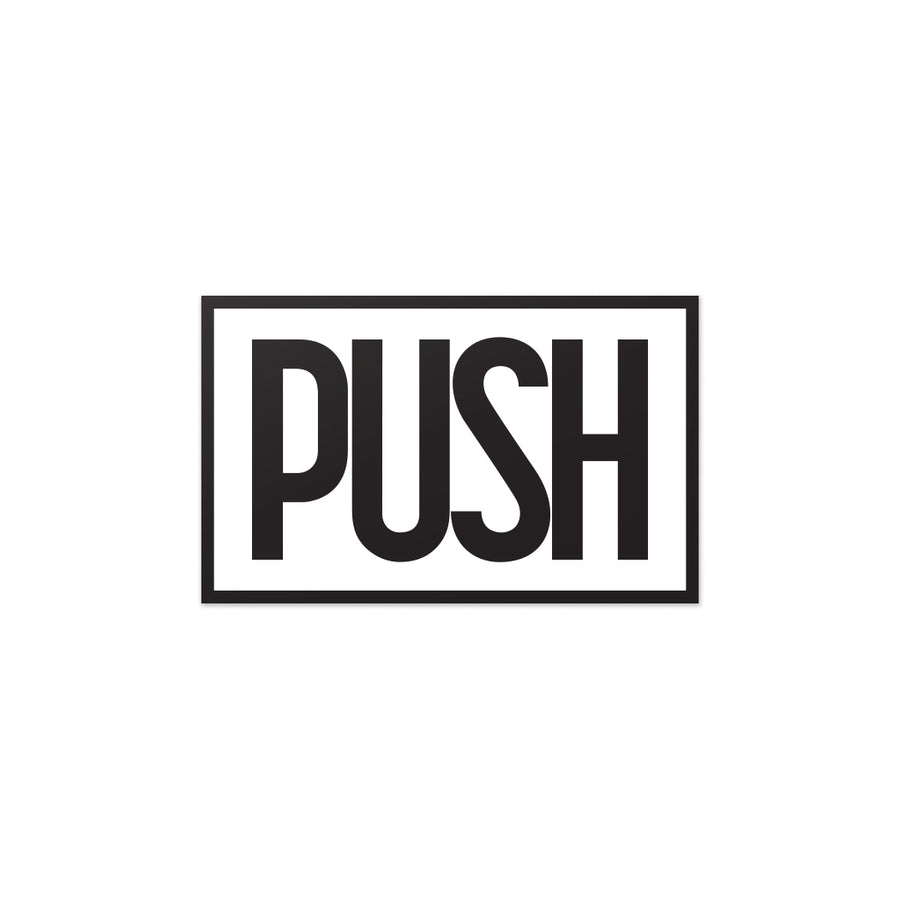 Autocollant en vinyle avec logo noir et blanc PUSH