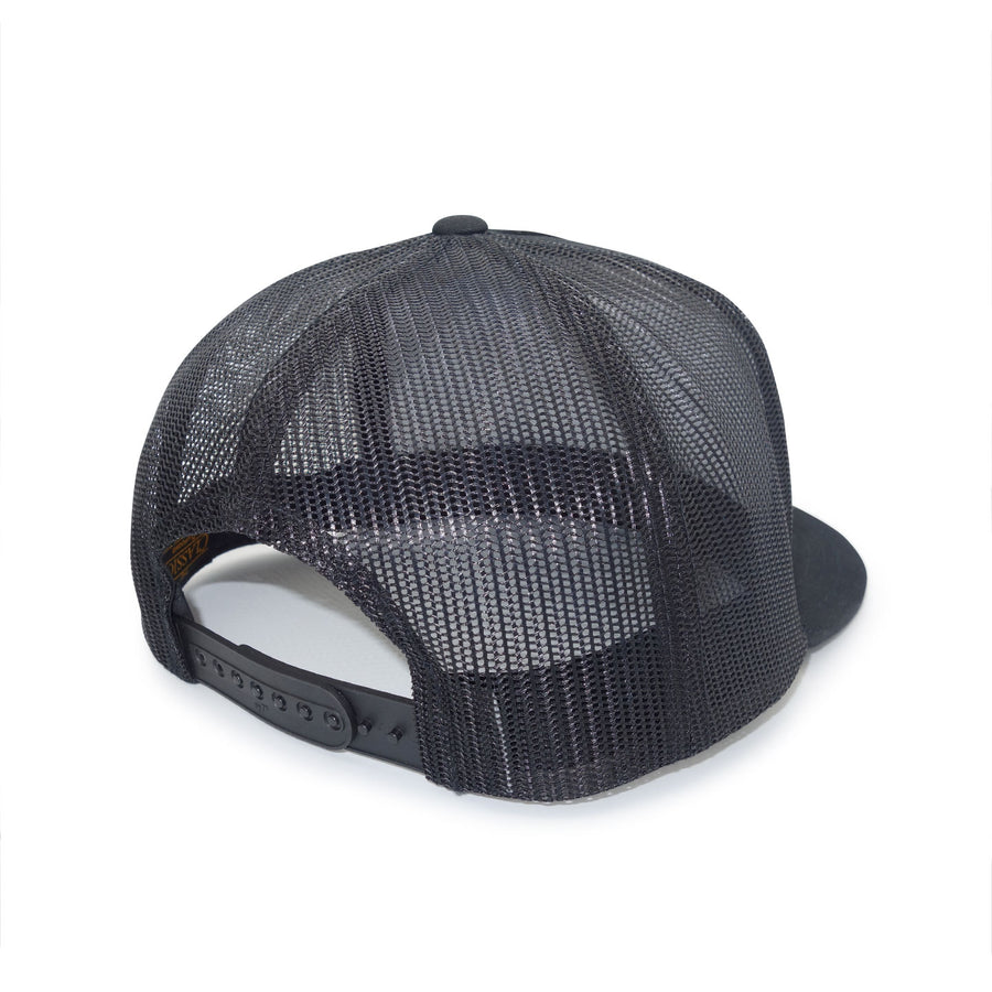 Casquette de camionneur rétro noire à cinq panneaux Poutine