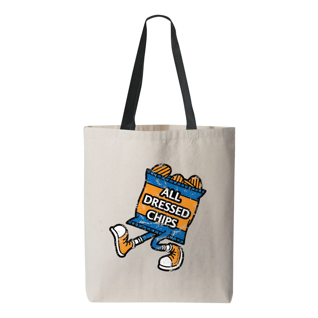 The Best All Dressed Chips Canvas Tote Bag Natural with Black